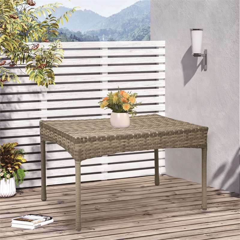Jeco Clark Wicker Patio Coffee Table in Gray