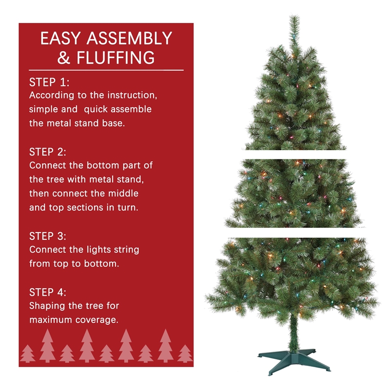 Jeco Caoimhe 6' Sentiments Christmas Tree with Multicolor Lights