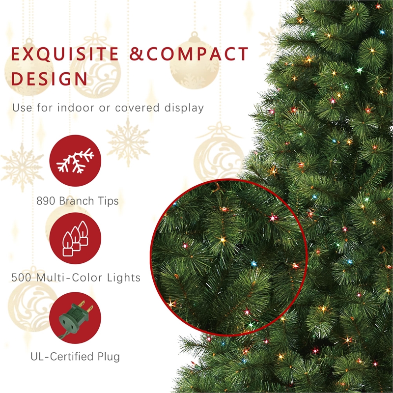 Jeco Aine 7' Aspen Christmas Tree with Multicolor Lights