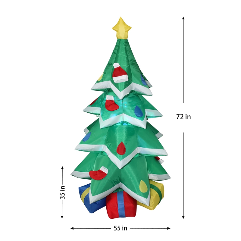 Jeco 6 Feet Christmas Tree with Snow Inflatable in Red/Green