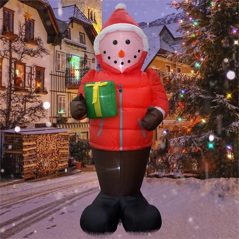 Jeco 8 Feet Inflatable Snowman in A Down Jacket in Multi-Color