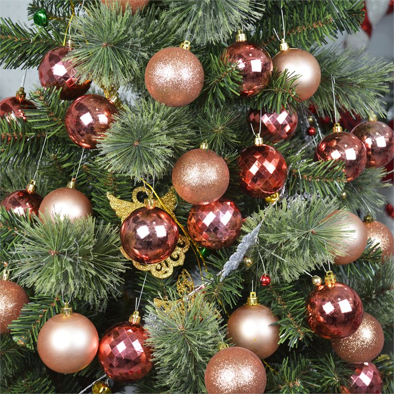 Jeco 55 Piece Shatterproof Plastic Christmas Ornament Set in Brass
