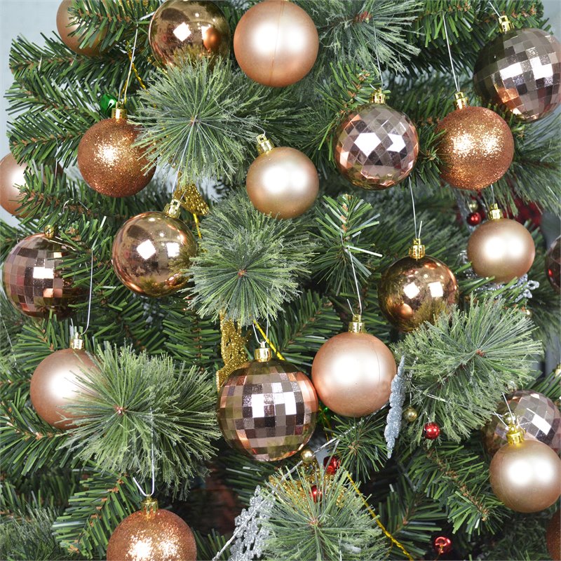 Jeco 48 Piece Shatterproof Plastic Christmas Ornament Set in Copper