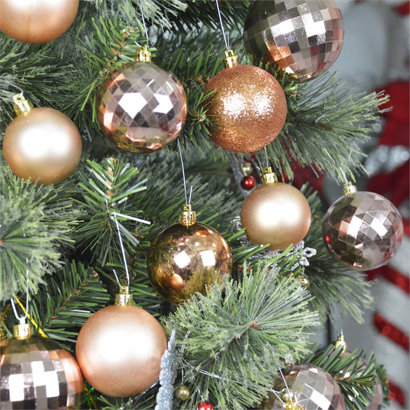 Jeco 48 Piece Shatterproof Plastic Christmas Ornament Set in Copper