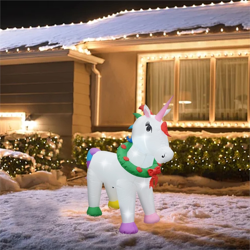 Jeco 4' Giant Weather Resistant Polyester Inflatable LED Christmas Unicorn