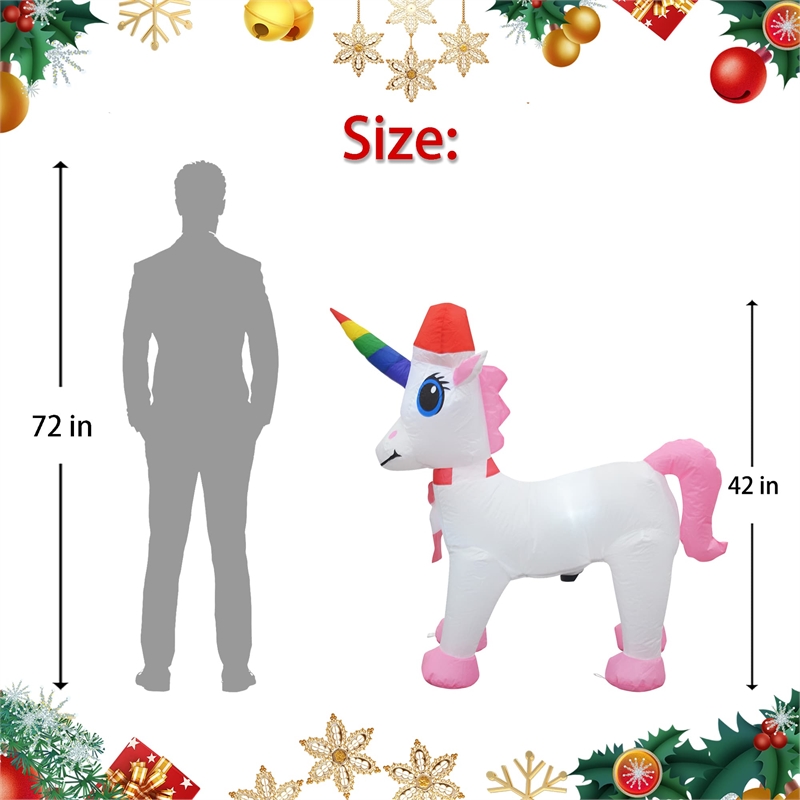 Jeco 3.5' Giant Weather Resistant Polyester Inflatable LED Christmas Unicorn