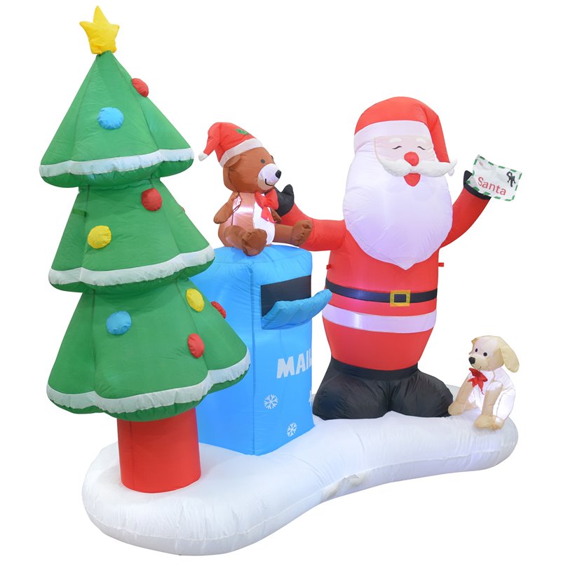 Jeco Giant Weather Resistant Polyester Inflatable LED Christmas Santa Mailbox