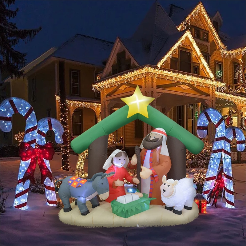 Jeco Giant Weather Resistant Polyester Inflatable LED Nativity Scene