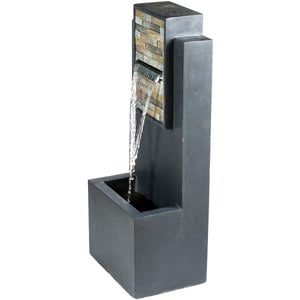 Jeco 32&quot Contemporary Finish With Rock Texture Fountain And LED Light