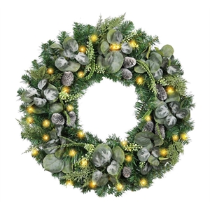 30&quot  Eucalyptus Christmas Wreath with Lights
