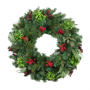 Jeco 32&quot Christmas Wreath with Red Berries in Multi-Color
