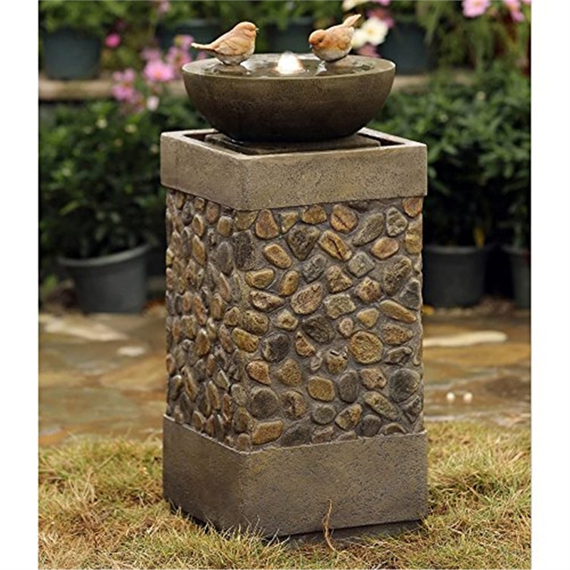Two Layers and Birds Fountain with Led Light