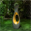 Jeco Vase Shape Fountain with Led Light in Gray