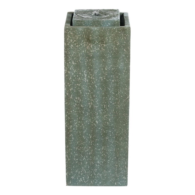 Jeco Contemporary Poly-Resin Pillar Fountain With Led Light in Green Lime