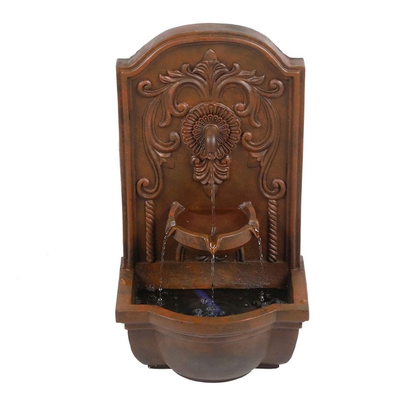 Jeco Inc. Classical Poly-Resin Wall Hanging Fountain in Brown