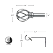 Sophie Adjustable Single Metal Curtain Rod 48
