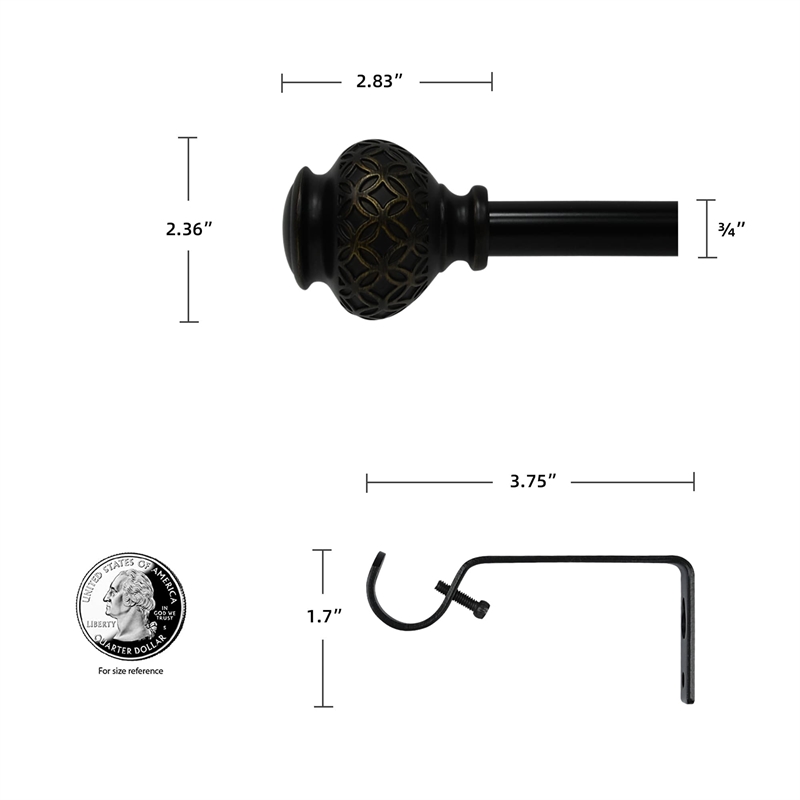 Kings Adjustable Single Curtain Rod 48