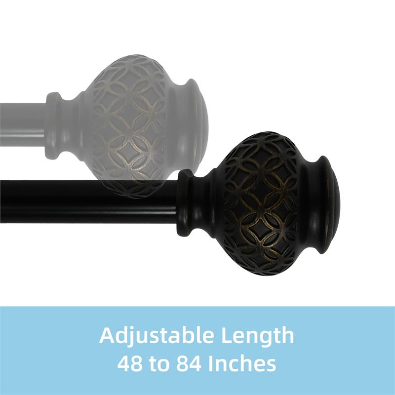 Kings Adjustable Single Curtain Rod 48
