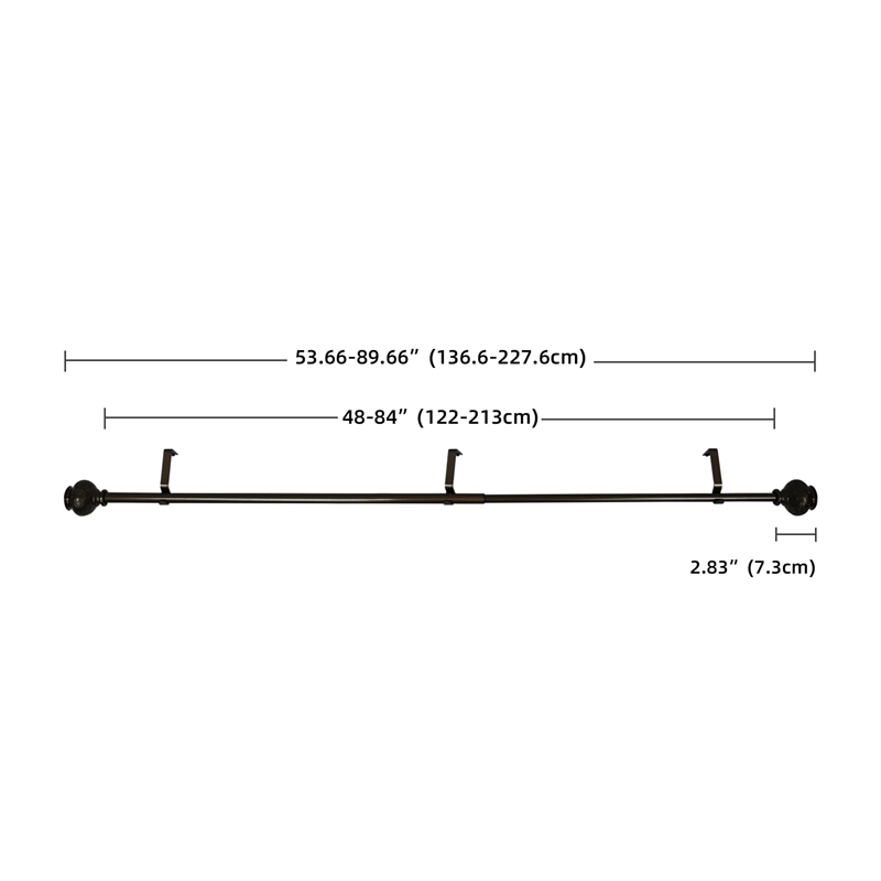 Kings Adjustable Single Curtain Rod 48
