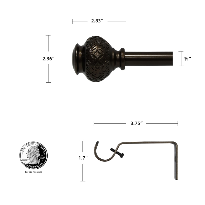 Kings Adjustable Single Curtain Rod 48