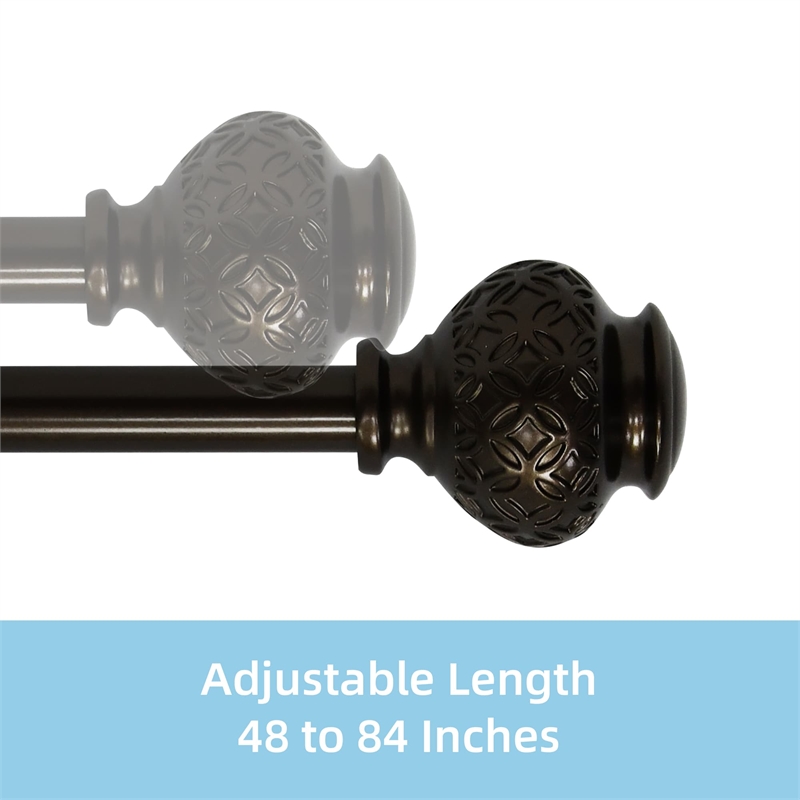 Kings Adjustable Single Curtain Rod 48