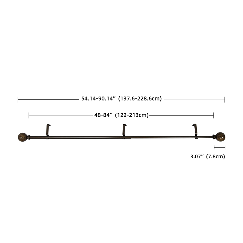 Tom Adjustable Single Curtain Rod 48