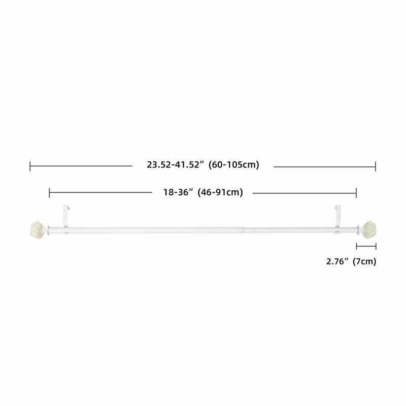 Peony Adjustable Single Curtain Rod 18