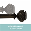 Peony Adjustable Single Curtain Rod 36