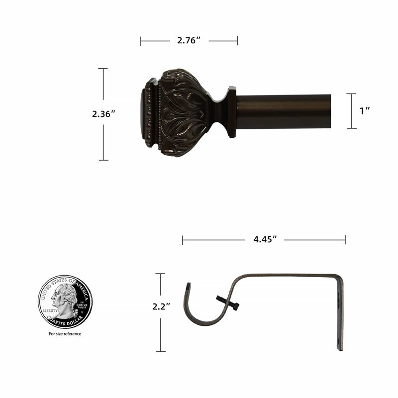 Peony Adjustable Single Curtain Rod 72