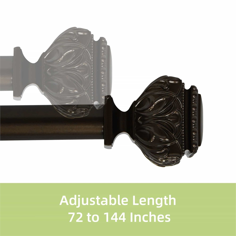 Peony Adjustable Single Curtain Rod 72