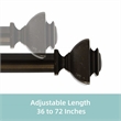 Bruce Adjustable Single Curtain Rod 36