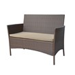 Conor 4PC Steel Esprsso Resin Wicker Patio Conversation Set with Tan cushion