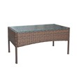 Conor 4PC Steel Esprsso Resin Wicker Patio Conversation Set with Tan cushion