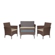 Conor 4PC Steel Esprsso Resin Wicker Patio Conversation Set with Tan cushion