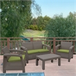 Ourea 4PC Espresso Conversation Patio Set with Sage Green Cushion