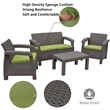 Ourea 4PC Espresso Conversation Patio Set with Sage Green Cushion