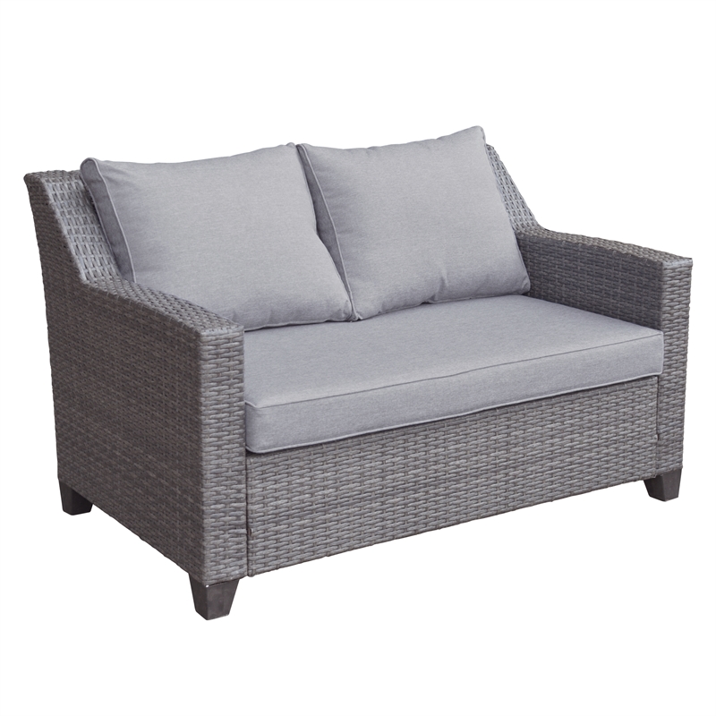 Aoife 4 PC Gray Resin Wicker  Conversation Set with 4