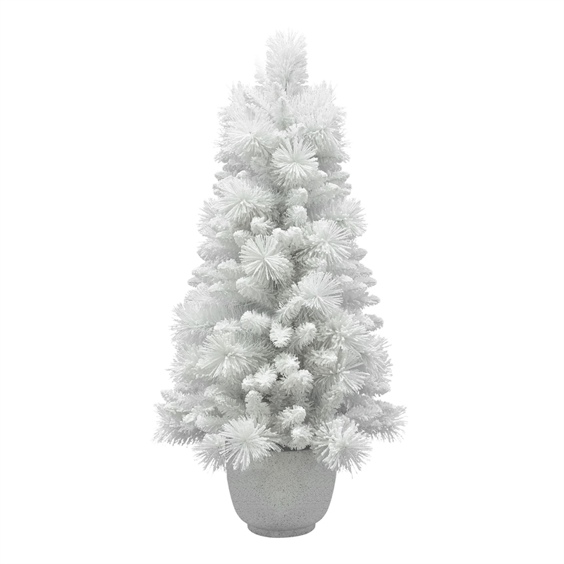 4.5Ft Pre-Lit White Flocked Tree with MgO Pot