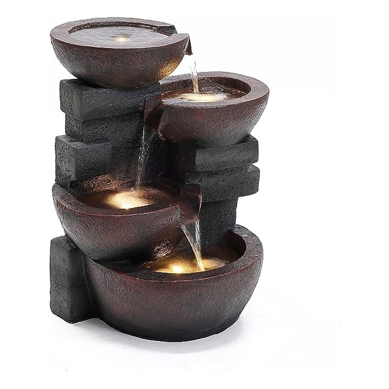 Jeco Pots Glass Water Fountain with Led Light  in Gray