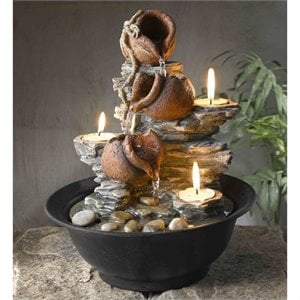 Jeco Tavolo Luci Mini Pot Tabletop Fountain with Candle