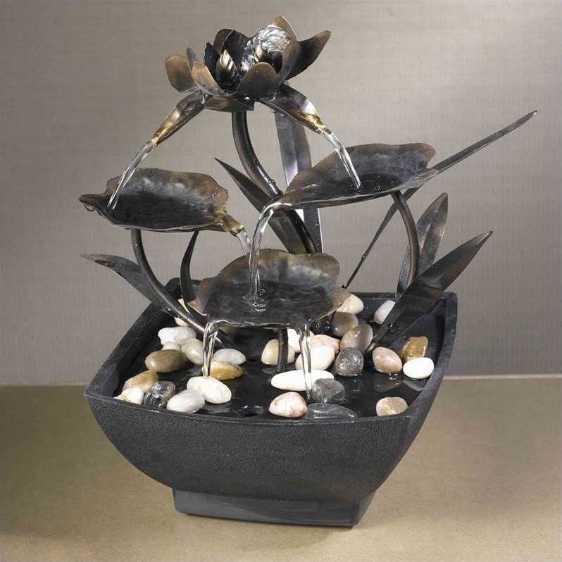 Jeco Cadono Metal Leaves Tabletop Fountain