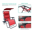 Jeco Oversized Zero Gravity Chair with Sunshade in Red