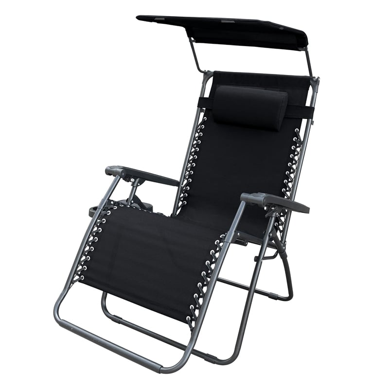 Jeco Oversized Zero Gravity Chair with Sunshade in Black