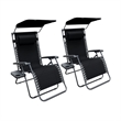 Jeco Oversized Zero Gravity Chair in Black (Set of 2)