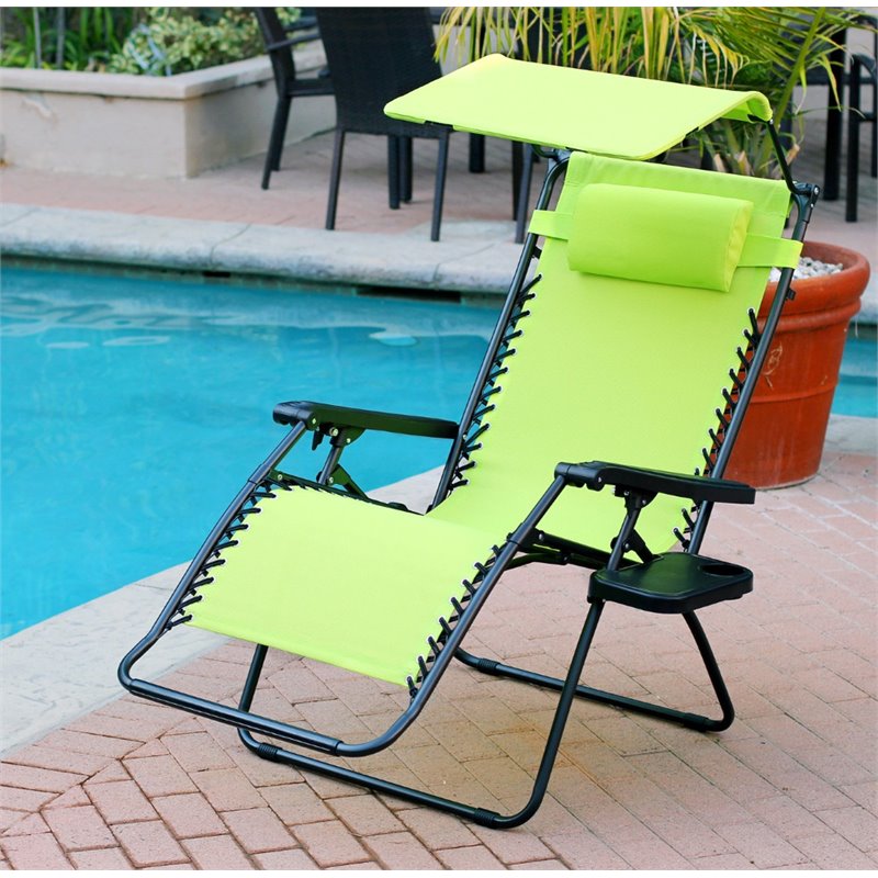 Jeco Oversized Zero Gravity Chair in Lime Green (Set of 2)