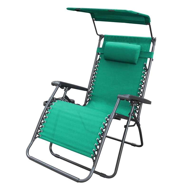 Jeco Oversized Zero Gravity Chair with Sunshade in Green