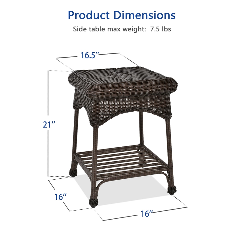 Jeco Wicker Patio End Table in Espresso