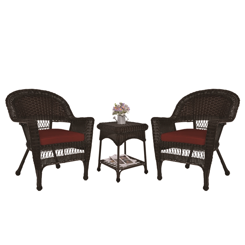 Jeco Wicker Patio End Table in Espresso