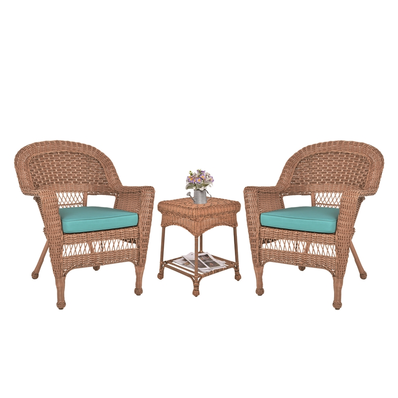 Jeco Wicker Patio End Table in Honey