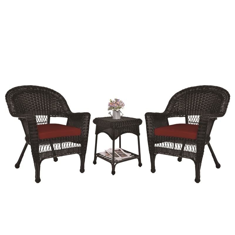 Jeco Wicker Patio End Table in Black
